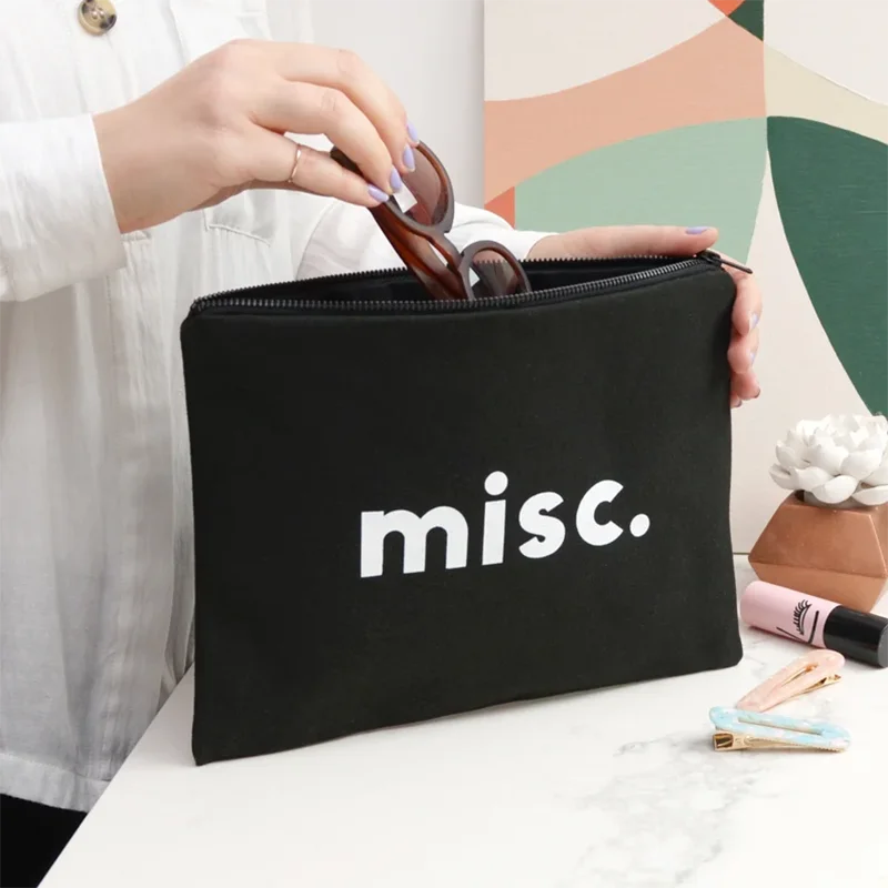 Exquisitely Crafted Canvas Bags Customizable Cotton Clutch Bags Unique Slogans Well - Designed Canvas Zipper Bags.