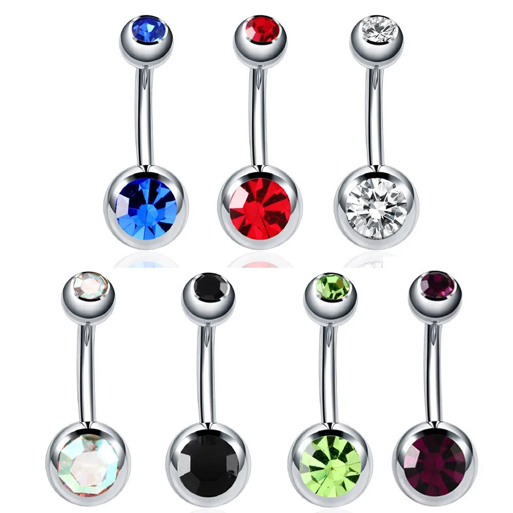 Fashion Color Navel Nail Simple Personality Belly Piercing Creativity Belly Button Zircon Ring for Women