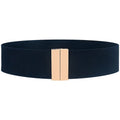 SAIJE 5cm Wide Ladies Gold Metal Square Buckle Waist Belt Women's Fabric Elastic Belt