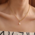 Simple Style 18K Gold Plated Necklace French Trendy Single Freshwater Pearl Pendant Necklace for Women