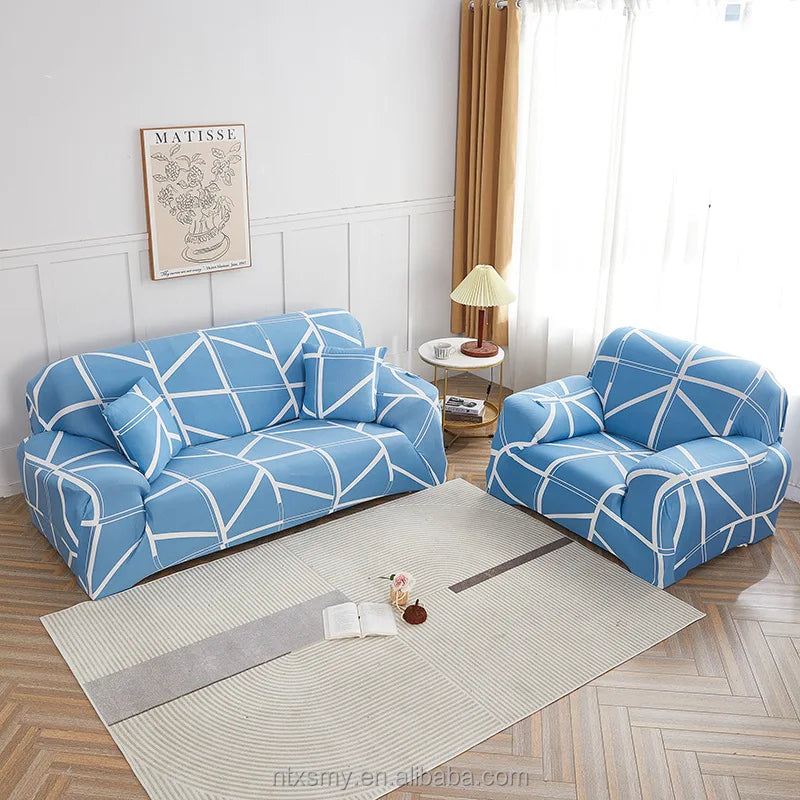Hot Sale Elastic Stretch Polyester Couch Sofa Covers for 3-Seat Sofas with Matching Cushion Covers