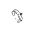 Korean Version S925 Sterling Silver Temperament Branch Retro Creative Old Double Ring Ring Opening Female Silver Ornaments