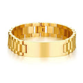 Men's Custom Name 18K Gold Plated Stainless Steel Wristband Fashion Chain & Link Bracelet for Father's Day Gifts