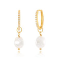 S925 Sterling Silver Jewelry Trendy Micro Zircon Hoops Irregular Natural Pearl Earrings for Women