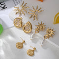 DE PVD Gold Plated Conch Stainless Steel Earrings Pearl Stainless Steel Earrings Conch Design Pearl Stainless Steel Earrings