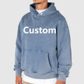Wholesale Washed Sweatshirts Men's Cotton Off Shoulder  Oversized Buttons Pullover Street Sweater Hoodies for Men