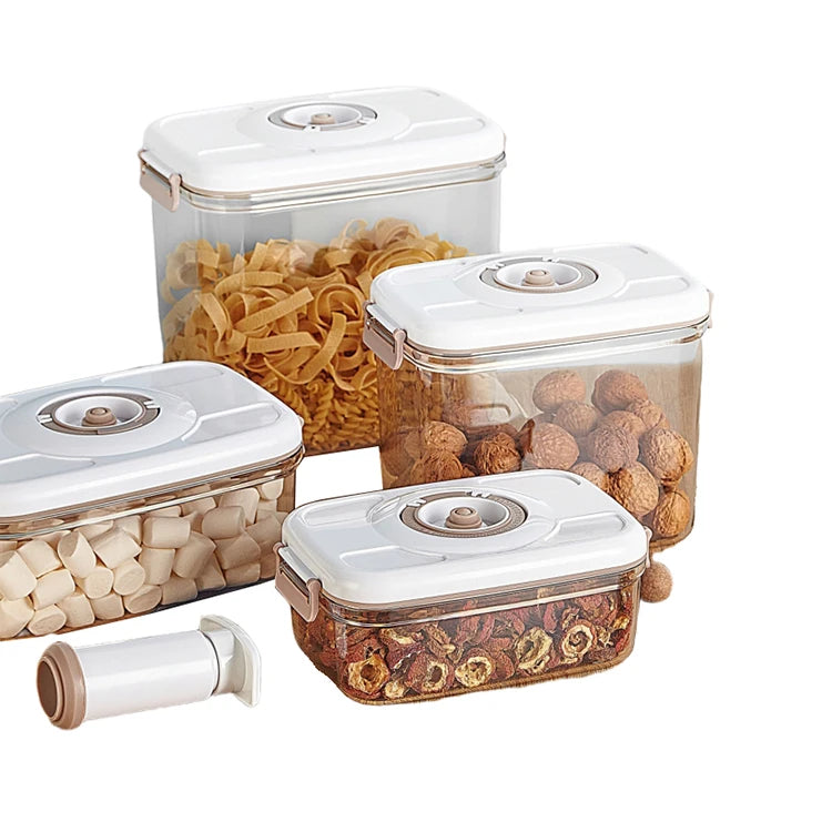 Top Selling Square Kitchen Refrigerator Plastic Storage Containers Airtight Lock Lid Vacuum Pump Stackable Design for Giveaways