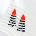 Black White Zebra Print Huggie Earrings Fringed Seed Beaded Drop Earrings Trendy Style Wedding Gift Ideas for Engagements