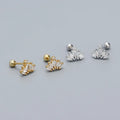 Dropshipping 925 Sterling Silver Oval Zircon Crown Thread Stud Earring Jewelry for Women