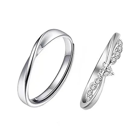 S925 Platinum Plated Romantic Sparkling Zircon Heart Romantic Couple Rings for Women Men Wedding Engagement Jewelry Ring