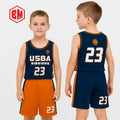 Unisex 100% Polyester Basketball Jersey Sets Breathable with Customized Logo Plus Size Feature for Kids' Basketball Uniforms