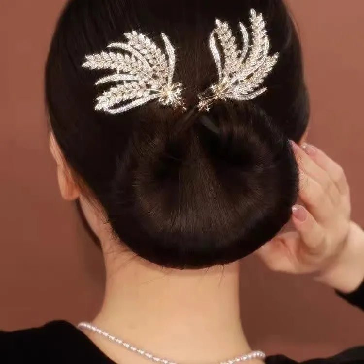 Rhinestone Crystal Wheat Deft Bun Hair Bun Maker Hair Twist French Donut Bun Maker Styling Twister for Women Hair Braider