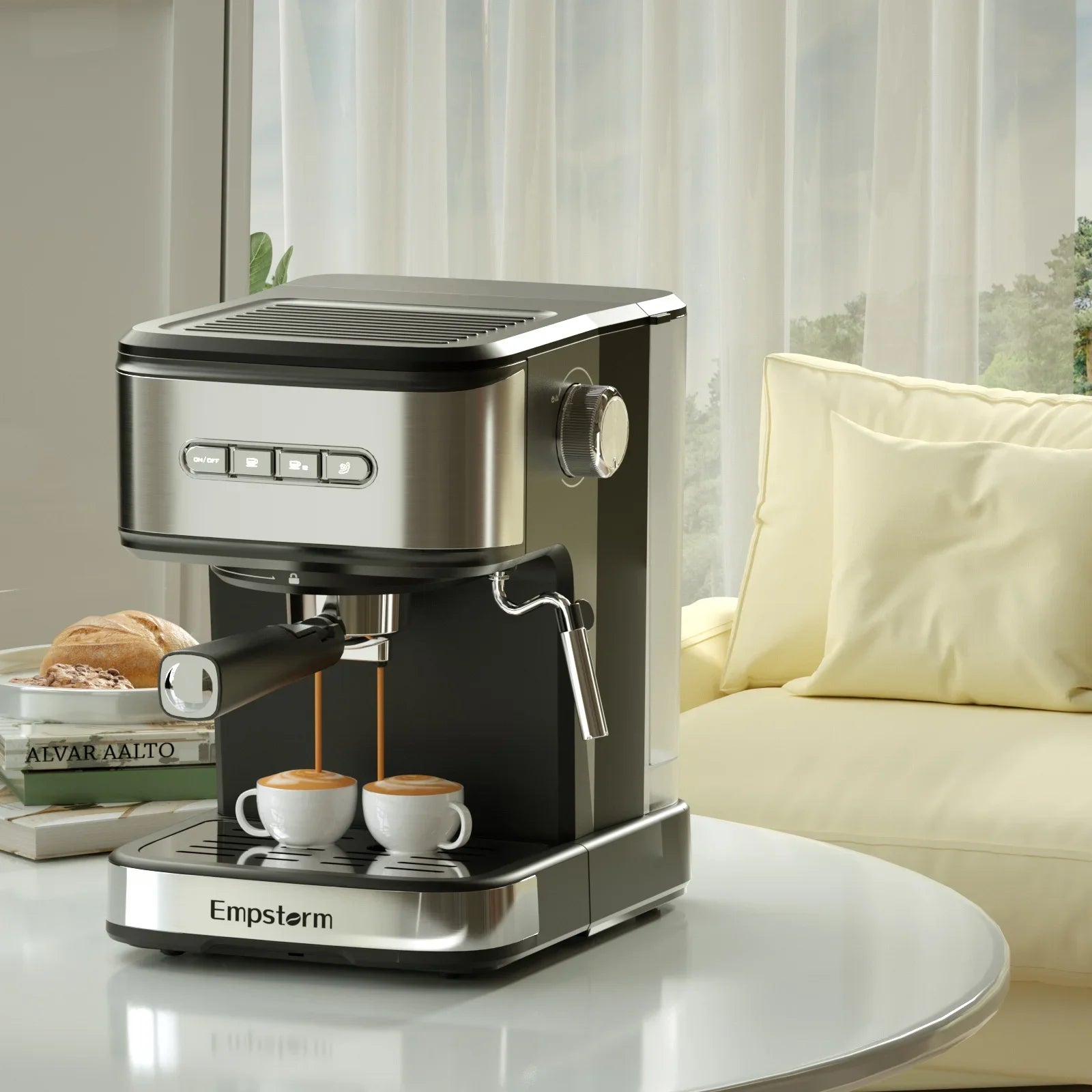 Professional Industrial Espresso Coffee Machine 20 Bar Germany Commercial Semi-automatic Filter Black Espresso Coffee Machine