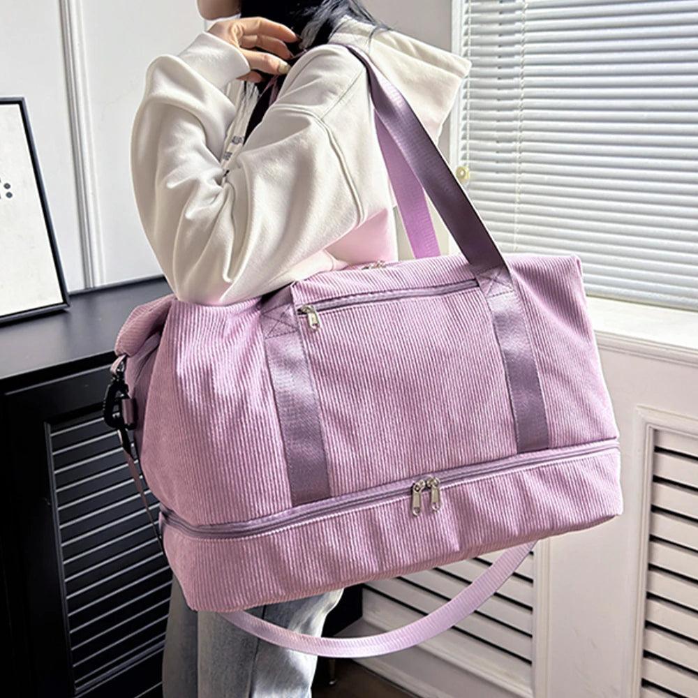 Custom Large Capacity Dry Wet Separation Shoulder Bag Fashionable Sports Fitness Travel Luggage with Zipper Closure Waterproof