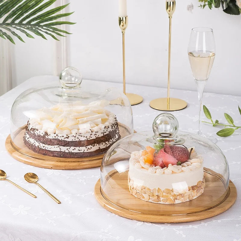 Creative Transparent Cake Glass Cover Tray Tropical-Style Dessert Table Dome for Cake Plate and Dessert Display