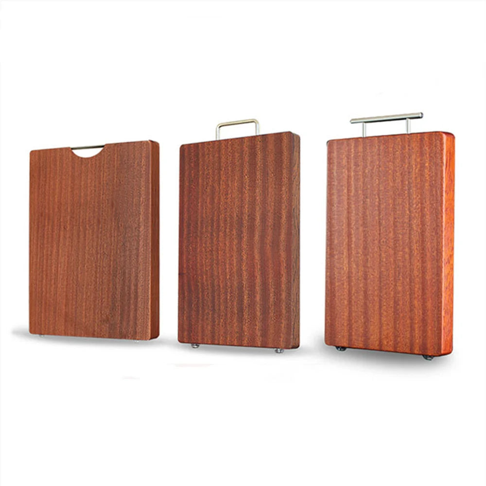 Custom Kitchen & Tabletop Thick Solid Ebony Wooden Chopping Cutting Board with Metal Handle