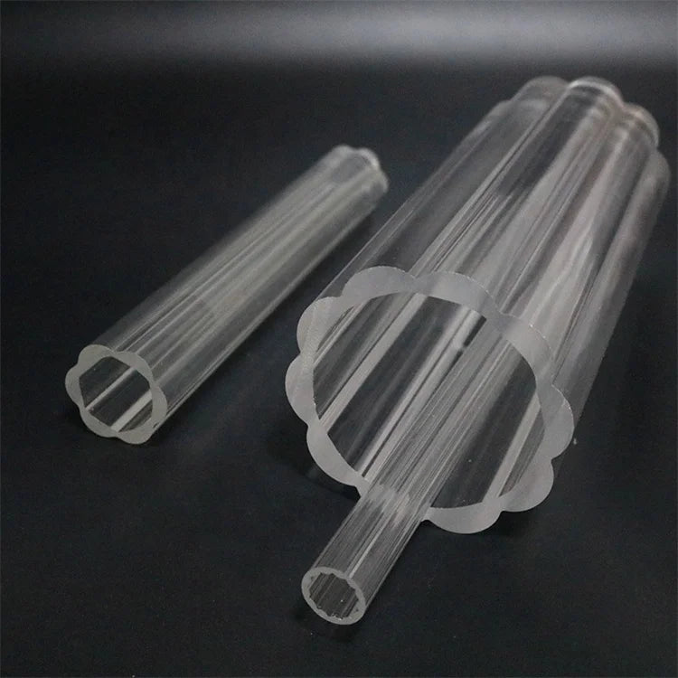 JR Glass Heat Resistant plum Blossom Shape Transparent 3.3 Borosilicate Glass Tube