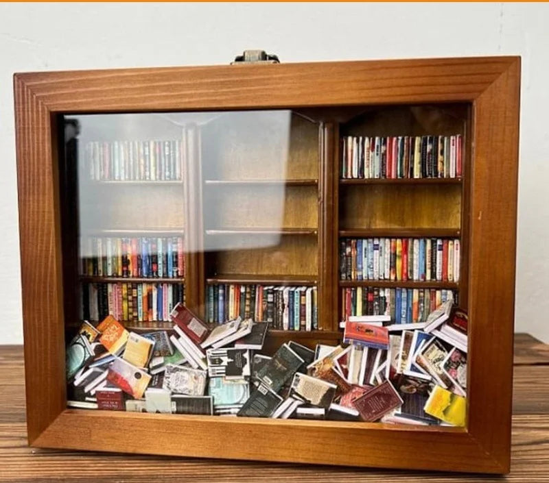Custom Mini Stress Relief Wooden Anxiety Bookshelf Funny Bookshelf 200 Pcs Books Shake Away Anxiety Bookshelf Easter Gift