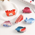 Yi YHJ Hot Sale Hair Accessories New Cute Cartoon Ocean Animal PVC Print Pattern Claw Clip Hair Claw Clips Girl Woman Wholesale