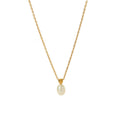 18K Gold Plated Classic Stainless Steel Waterproof Pendant Necklace with Link Chain for Unisex Anniversary Jewelry