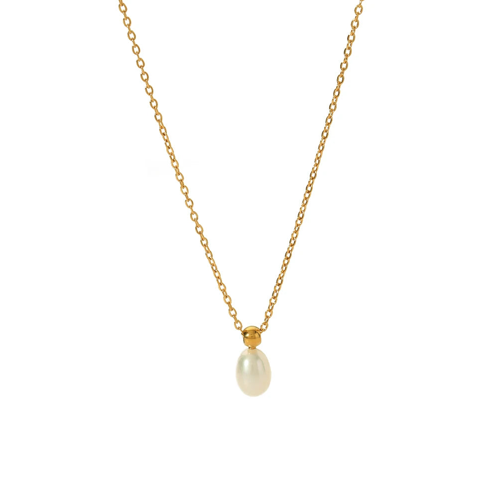 18K Gold Plated Classic Stainless Steel Waterproof Pendant Necklace with Link Chain for Unisex Anniversary Jewelry