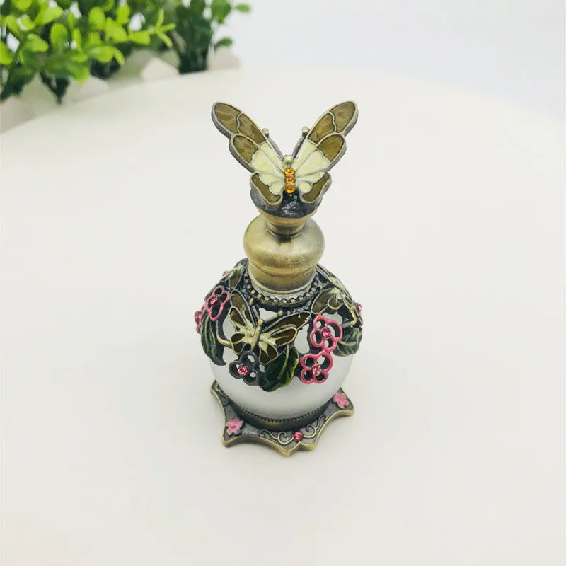 Luxury 15ml Dubai Arab Style Antique Perfume Bottle Glass Line Enamel Empty Essential Oil Aroma Bottle