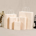 Direct Sale Exquisite Recyclable Pink Beige Custom Reusable Screen Printed Paper Twist Handles Kraft Paper Shopping Promotion