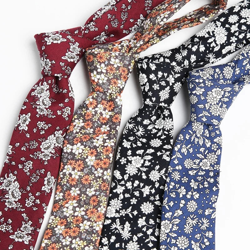 Men's Slim Casual Colorful Printed Cotton Floral/Paisley Ties-Eco-Friendly Breathable & Durable for Wedding