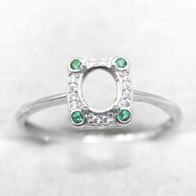 Semi Mount Ring 5*6mm Sterling Silver Empty Frame Blank Support Claws Setting S925 Base Hold Without Center Stone for DIY Inlay
