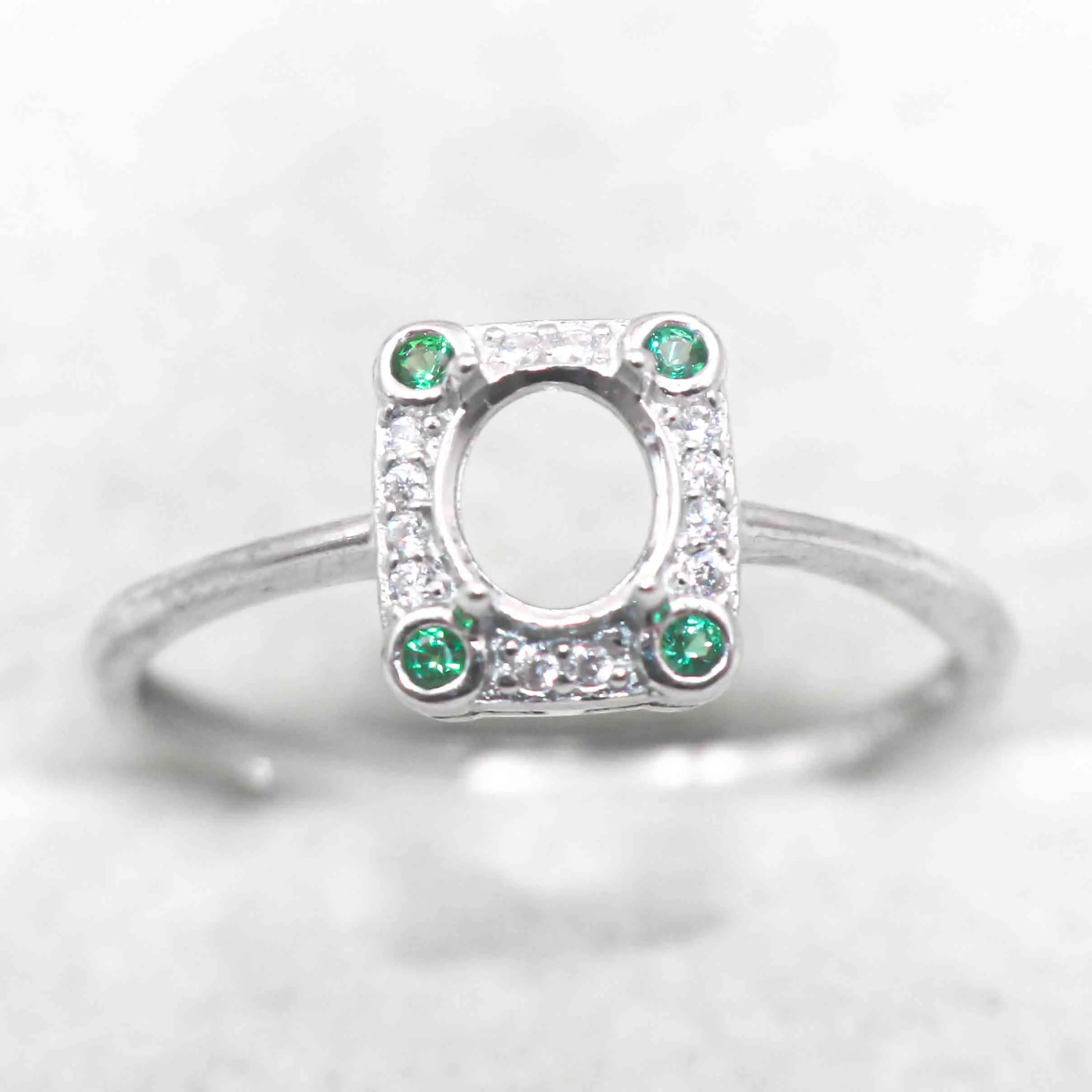 Semi Mount Ring 5*6mm Sterling Silver Empty Frame Blank Support Claws Setting S925 Base Hold Without Center Stone for DIY Inlay