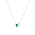 Light Luxury Simple Gemstone Clavicle Chain S925 Sterling Silver Emerald Rectangular Drop Shaped Zircon Pendant Necklace