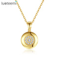 LUOTEEMI Cute Round Pendant Charm 14K Gold Jewelry Fashion Boho Plated Trendy Cz Girl Chain Dainty Necklace
