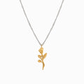 Chris April Fashion 316L Stainless Steel 18k Gold Plated Garden Rose Two-tone Necklace for Women