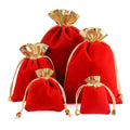 9x12cm Luxury Gold Trim Jewelry Pouches Velvet Gift Bags Packaging Supplies