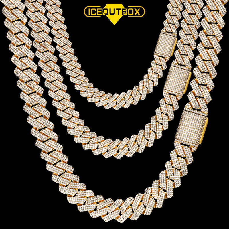 New Design 25mm Miami Cuban Link Chain Ice Out Jewelry Brass 5A Zircon Hip Hop Jewelry Necklace for Men