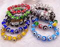 Turkish Evil Eye Islamic Religious Women Bracelet Stretchable Thousand Flower Glass Eye Bead Bracelet