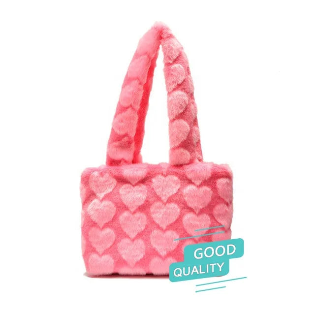 Hot Selling Winter Shoulder Bag Women Plush Tote Soft Lady Plush Handbag for Girl Lady