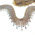 High Quality Clear AB Teardrop Tassel Rhinestone Chain Iridescent Fringe Trimming for Garment Decoration Sew-On Technique