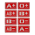 Red PVC Rubber 3D Lace Tactical Blood Type Badge Patch Hook for Helmets Backpacks Clothes Accessories with Canvas Fabric