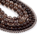 AsVrai U 4mm-12mm Natural Smoky Quartz Crystal Beads Round Loose Stone Beads for Jewelry Making Findings DIY Bracelet Necklace