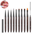 10pcs Nail Art Brush Set Complete Set of Professional Pen Japanese Purple Sandalwood Square Round Light Therapy Pen Sweeping Pen