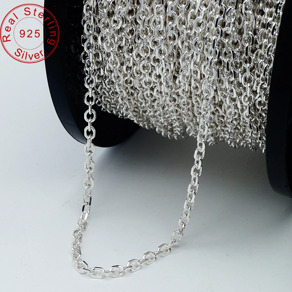 Factory Wholesale  Semi-finished Diamond Cut 4mm Cable Chain 925 Sterling Silver Jewellery Mens Chains