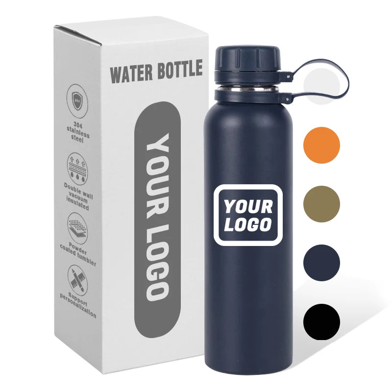 Custom Logo 550 750 1000ml 304 Stainless Steel Sport Bottle With Handle Double Wall Insulated Tumbler Camping Travel Bottle
