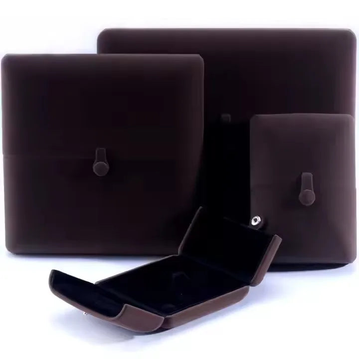 New Product Ideas Luxury Rectangle Velvet Double Ring Jewelry Packaging Box Wholesale Gift Boxes with Snap Closure