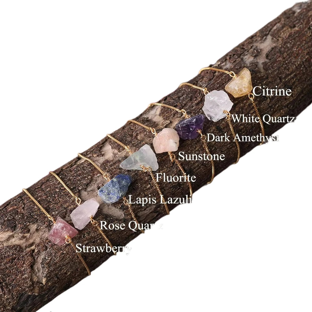 Crystal Rock Stone Bracelet  Hot Selling Hand Chain  Chunky Gemstone Natural Quartz Simple Bracelets
