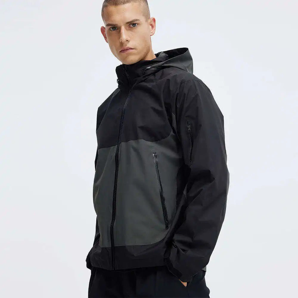 Sportswear Men Full Zip up Custom logo Active Wear Two Tone Spandex Polyester Windbreaker Popular Mens Color Block Jackets MegaBDM