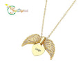 Fatingna Creative Fashion Necklace Full Diamond Wing Zircon Pendant Chains Cross-Shaped Religious Style Stainless Steel Necklace