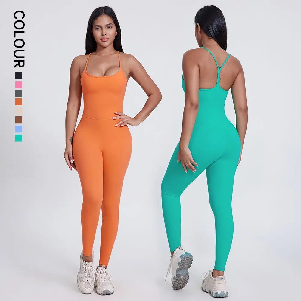 SHINBENE Super Cloud 2.0 Y Type Workout Romper Yoga One Piece Full Length Jumpsuits Sleeveless Exercise Romper