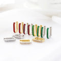 HOVANCI 18K Gold Plated Stainless Steel Geometric Stud Hoop Earring Pave Colorful Zircon U Shape Huggies Hoop Earrings