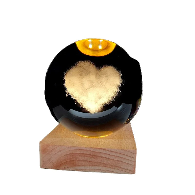 Creative Feng Shui Crystal Glass Ball Night Light Laser Engraved Birthday Gift Luminous Ornament Unique Craft